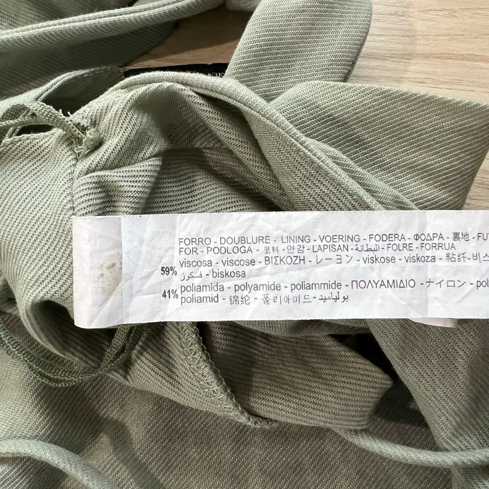 ZARA Crop Top Size Small Dusty Sage Green Sash Tie Wrap Open Back 0264/802/500 - Picture 10 of 11